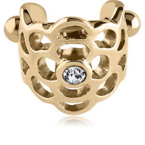 ZIRCON GOLD PVD COATED SURGICAL STEEL JEWELLED CARTILAGE SHIELD