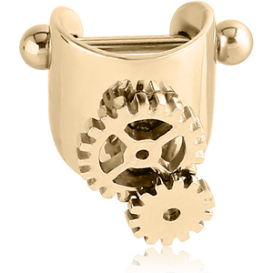 ZIRCON GOLD PVD COATED SURGICAL STEEL CARTILAGE SHIELD - STEAMPUNK