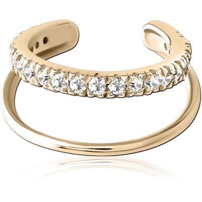ZIRCON GOLD PVD COATED SURGICAL STEEL JEWELLED EAR CUFF