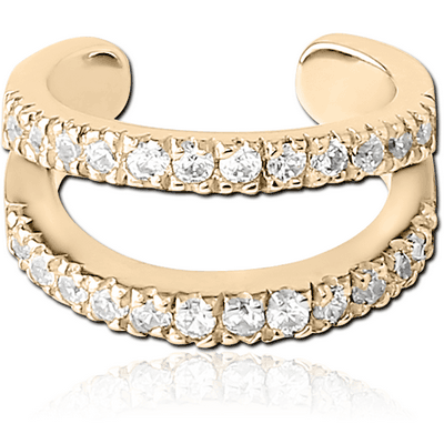 ZIRCON GOLD PVD COATED SURGICAL STEEL JEWELLED EAR CUFF