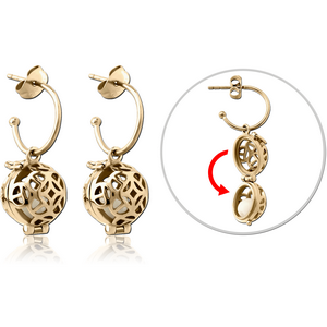 ZIRCON GOLD PVD COATED SURGICAL STEEL EAR STUDS PAIR - BALL LOCKET