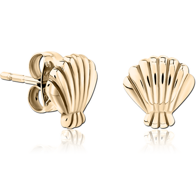 ZIRCON GOLD PVD SURGICAL STEEL EAR STUDS PAIR