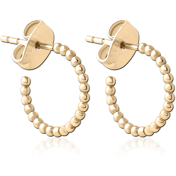 ZIRCON GOLD PVD COATED SURGICAL STEEL EAR STUDS PAIR