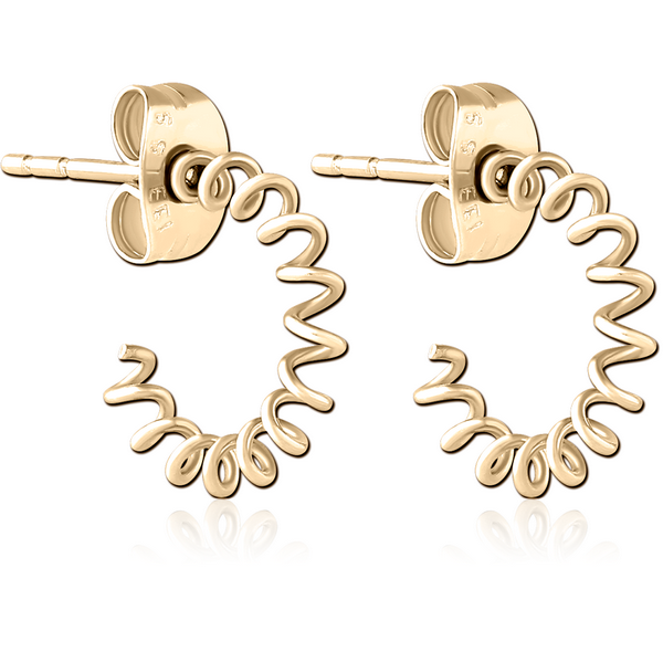 ZIRCON GOLD PVD COATED SURGICAL STEEL EAR STUDS PAIR