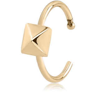 ZIRCON GOLD PVD COATED SURGICAL STEEL OPEN NOSE RING - PYRAMID