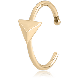 ZIRCON GOLD PVD COATED SURGICAL STEEL OPEN NOSE RING - TRIANGLE