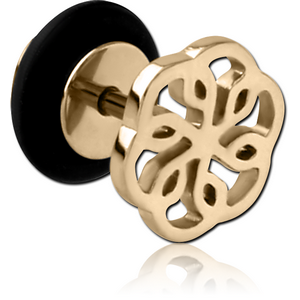 ZIRCON GOLD PVD COATED SURGICAL STEEL FAKE PLUG - FILIGREE
