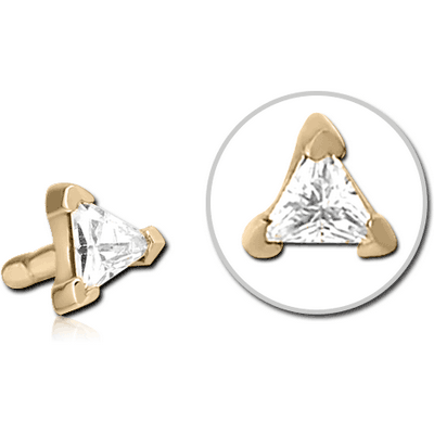 ZIRCON GOLD PVD COATED SURGICAL STEEL JEWELLED PUSH FIT ATTACHMENT FOR BIOFLEX INTERNAL LABRET - TRIANGLE