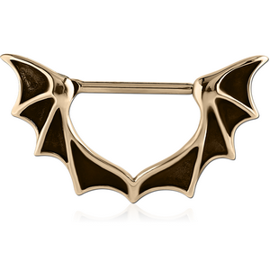 ZIRCON GOLD PVD COATED SURGICAL STEEL NIPPLE CLICKER - BAT WINGS