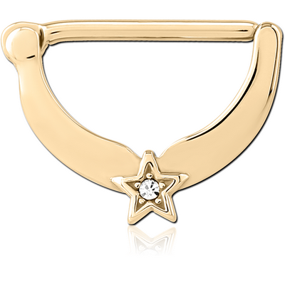 ZIRCON GOLD PVD COATED SURGICAL STEEL JEWELLED NIPPLE CLICKER