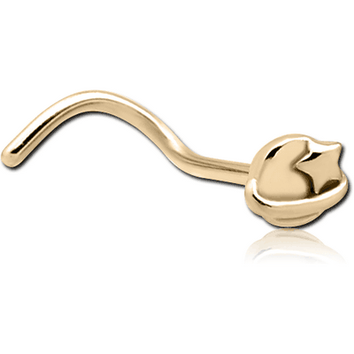 ZIRCON GOLD PVD COATED SURGICAL STEEL CURVED NOSE STUD