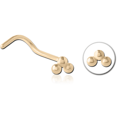 ZIRCON GOLD PVD COATED SURGICAL STEEL CURVED NOSE STUD