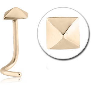 ZIRCON GOLD PVD COATED SURGICAL STEEL CURVED NOSE STUD - PYRAMID