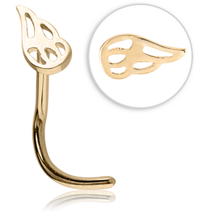 ZIRCON GOLD PVD COATED SURGICAL STEEL CURVED NOSE STUD - FLAMES