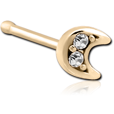 ZIRCON GOLD PVD COATED SURGICAL STEEL JEWELLED NOSE BONE
