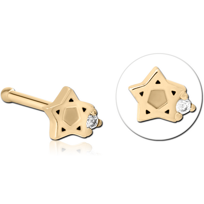 ZIRCON GOLD PVD COATED SURGICAL STEEL JEWELLED NOSE BONE