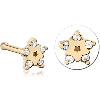 ZIRCON GOLD PVD COATED SURGICAL STEEL JEWELLED NOSE BONE
