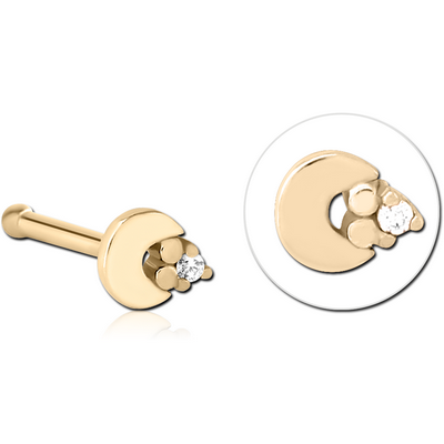 ZIRCON GOLD PVD COATED SURGICAL STEEL JEWELLED NOSE BONE