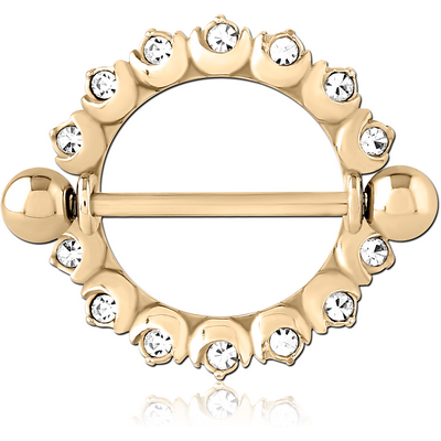 ZIRCON GOLD PVD COATED SURGICAL STEEL JEWELLED NIPPLE SHIELD