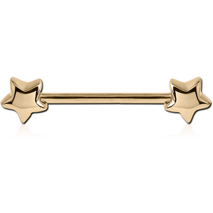 ZIRCON GOLD PVD COATED SURGICAL STEEL NIPPLE BAR - STARS