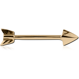 ZIRCON GOLD PVD COATED SURGICAL STEEL NIPPLE BAR - ARROW