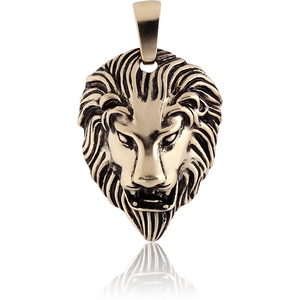 ZIRCON GOLD PVD COATED SURGICAL STEEL PENDANT - LION