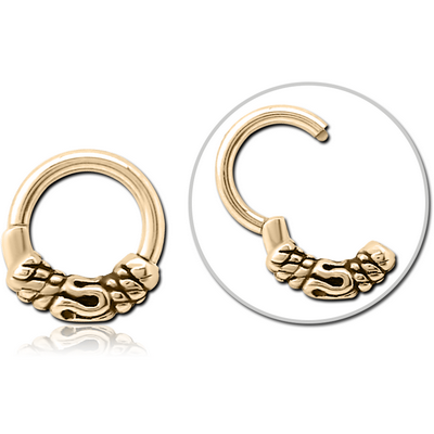 ZIRCON GOLD PVD COATED SURGICAL STEEL HINGED CLICKER - BALI AND ROPE