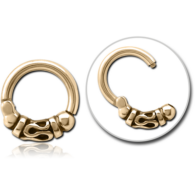 ZIRCON GOLD PVD COATED SURGICAL STEEL HINGED CLICKER - BALI AND BEADS