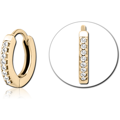 ZIRCON GOLD PVD COATED SURGICAL STEEL JEWELLED MULTI PURPOSE HUGGIE PIERCING