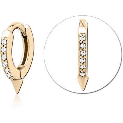 ZIRCON GOLD PVD COATED SURGICAL STEEL JEWELLED MULTI PURPOSE HUGGIE PIERCING