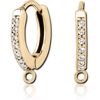 ZIRCON GOLD PVD COATED SURGICAL STEEL JEWELLED HUGGIES PAIR