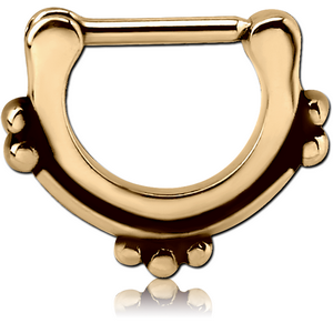 ZIRCON GOLD PVD COATED SURGICAL STEEL HINGED SEPTUM CLICKER
