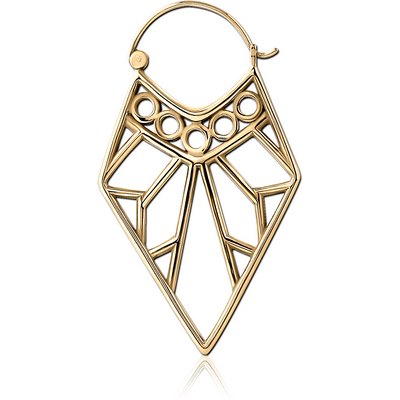 ZIRCON GOLD PVD COATED SURGICAL STEEL HOOP EARRING FOR TUNNEL