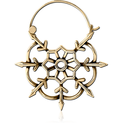 ZIRCON GOLD PVD COATED SURGICAL STEEL HOOP EARRING FOR TUNNEL