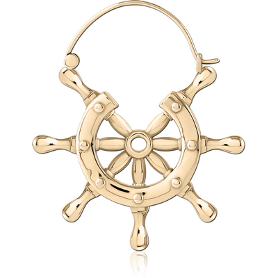 ZIRCON GOLD PVD COATED SURGICAL STEEL HOOP EARRING FOR TUNNEL