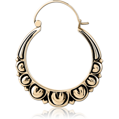 ZIRCON GOLD PVD COATED SURGICAL STEEL HOOP EARRING FOR TUNNEL