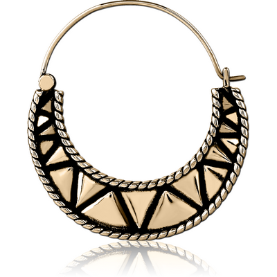 ZIRCON GOLD PVD COATED SURGICAL STEEL HOOP EARRING FOR TUNNEL
