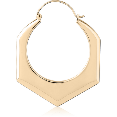 ZIRCON GOLD PVD COATED SURGICAL STEEL HOOP EARRING FOR TUNNEL