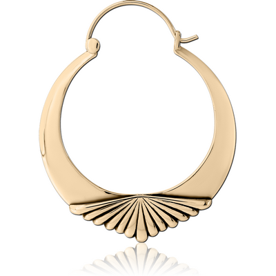 ZIRCON GOLD PVD COATED SURGICAL STEEL HOOP EARRING FOR TUNNEL