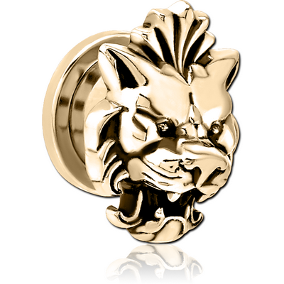 ZIRCON GOLD PVD COATED STAINLESS STEEL THREADED TUNNEL WITH SURGICAL STEEL TOP