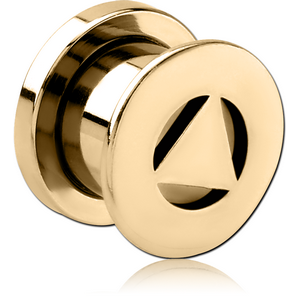 ZIRCON GOLD PVD COATED SURGICAL STEEL THREADED TUNNEL - TRIANGLE