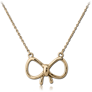 STERLING SILVER 925 ZIRCON GOLD PVD COATED NECKLACE WITH PENDANT - BOW TIE