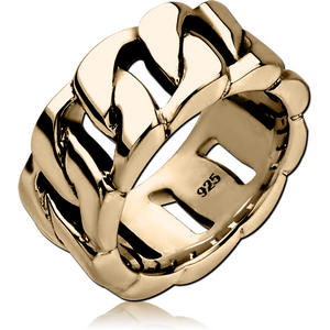 STERLING SILVER 925 ZIRCON GOLD PVD COATED RING - CHAIN