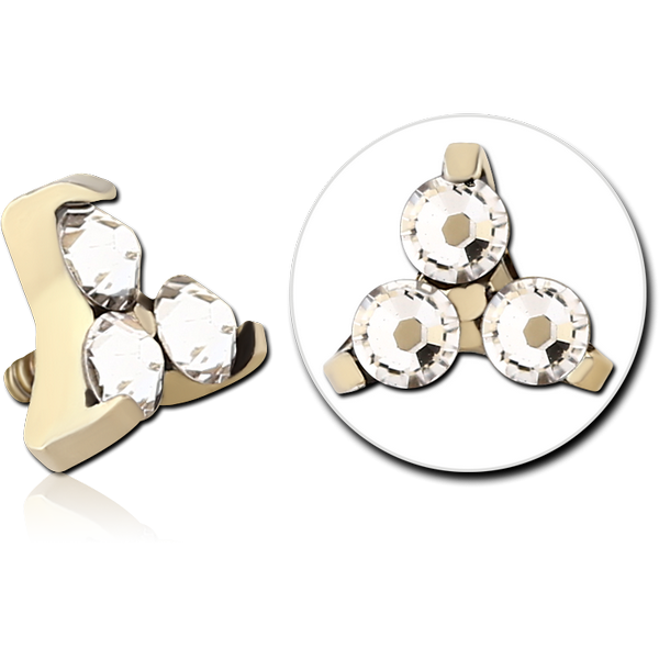 ZIRCON GOLD PVD COATED TITANIUM MICRO JEWELLED ATTACHMENT FOR 1.2MM INTERNALLY THREADED PINS