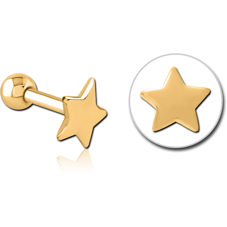 GOLD PVD COATED SURGICAL STEEL TRAGUS MICRO BARBELL - STAR