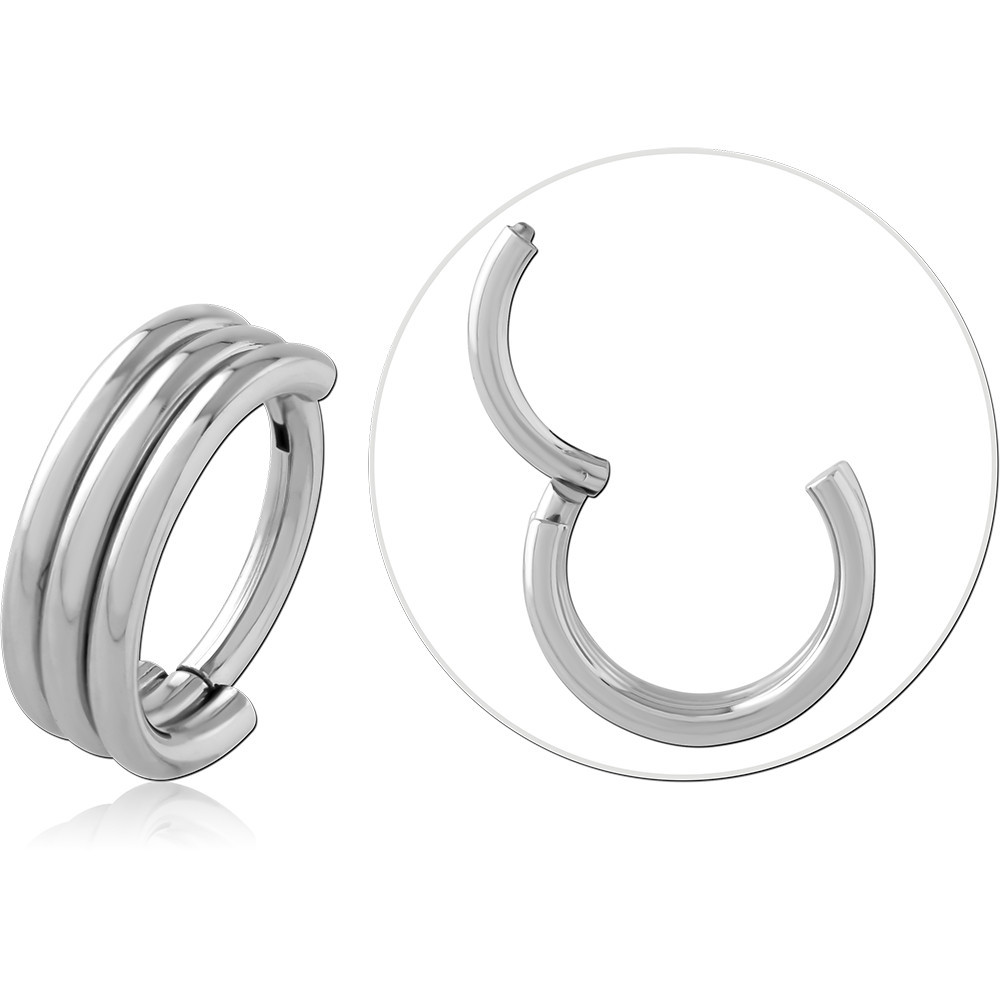 316L SURGICAL STEEL HINGED SEGMENT RING TRIPLE BAND ILLUSION
