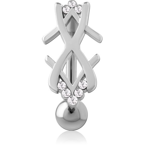 RHODIUM PLATED BRASS JEWELLED NAVEL BANANA
