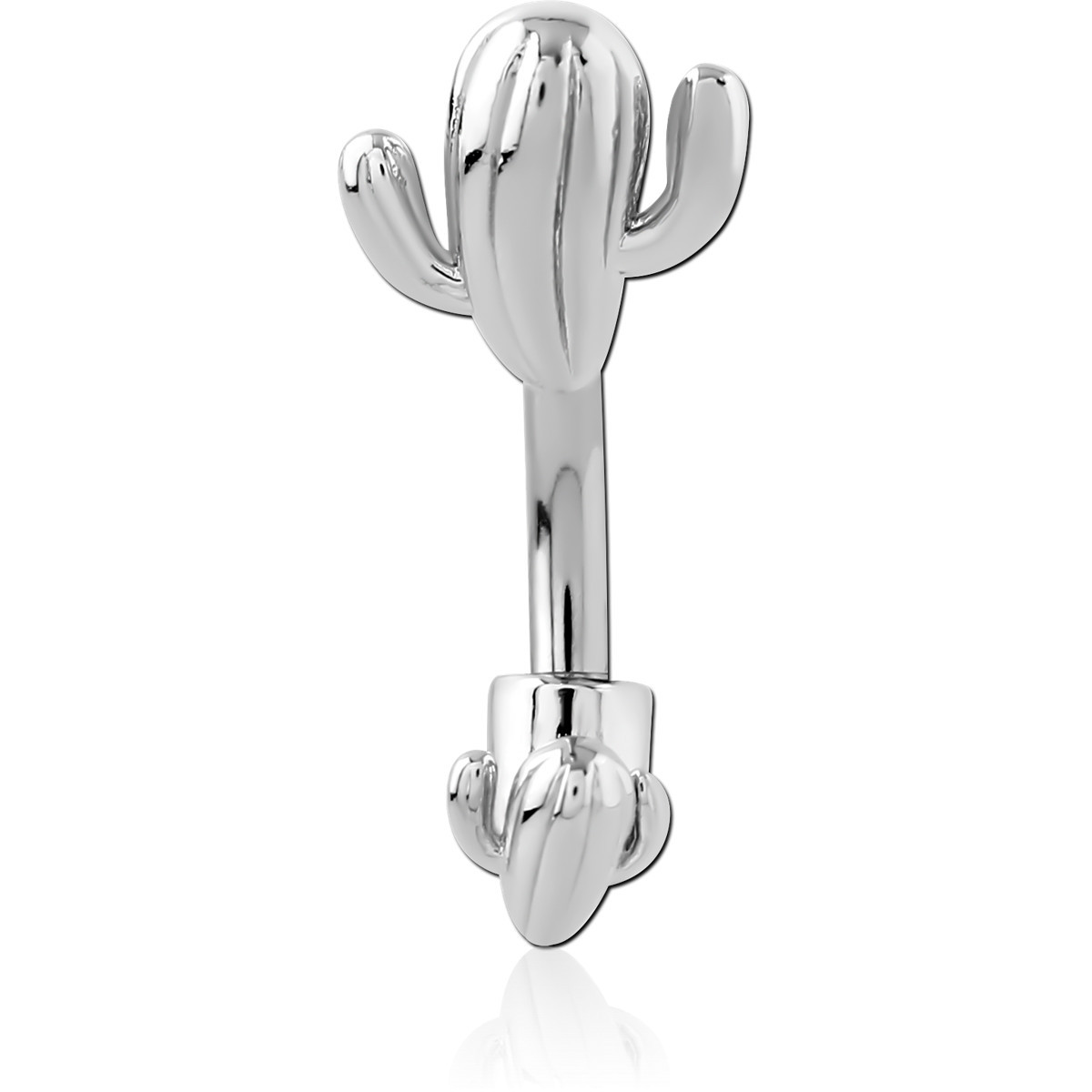 RHODIUM PLATED BRASS REVERSE NAVEL BANANA