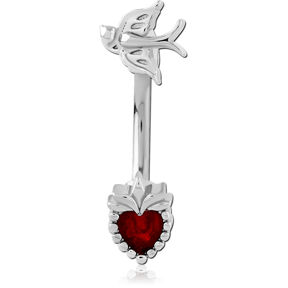 RHODIUM PLATED BRASS JEWELED REVERSE NAVEL BANANA