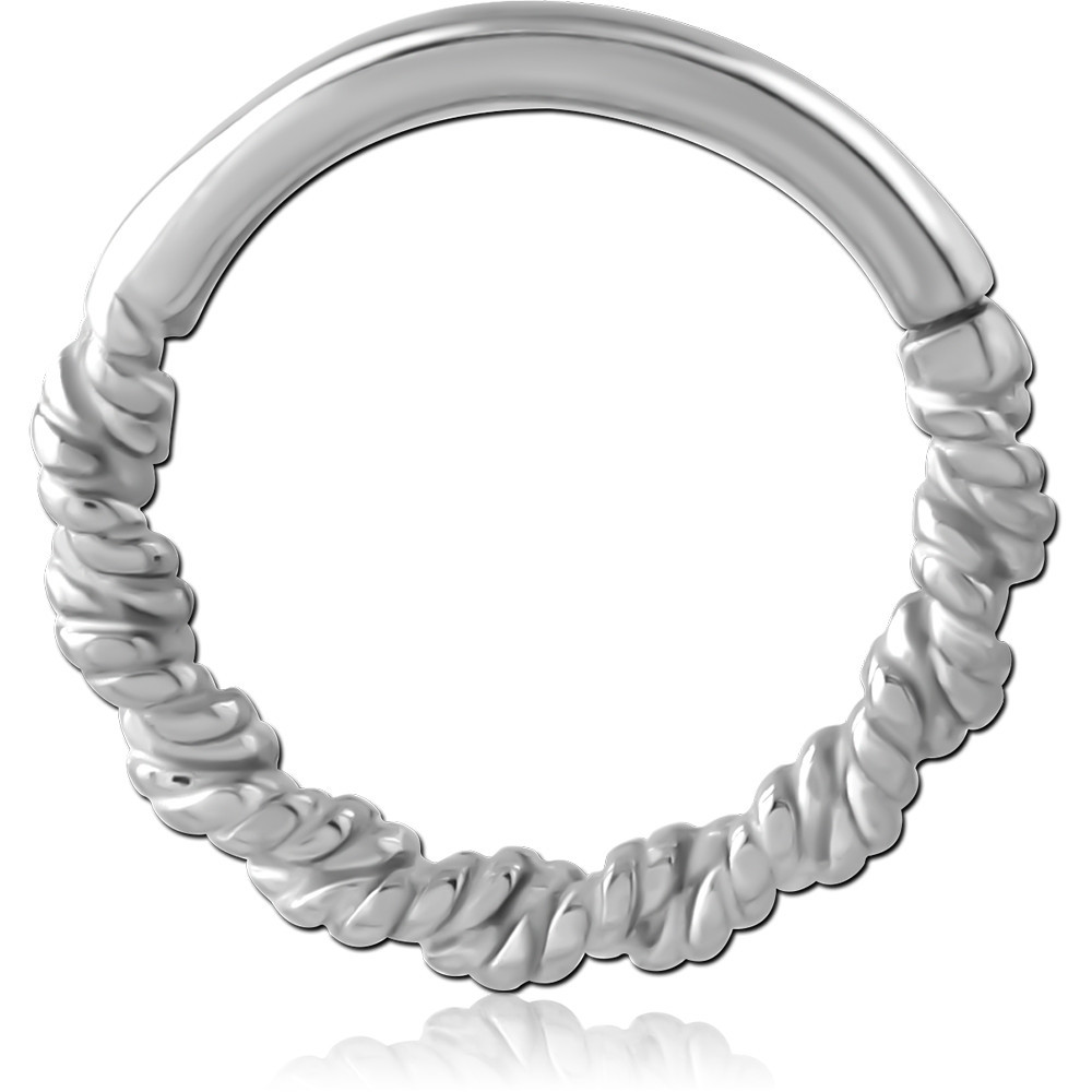 316L SURGICAL STEEL HINGE SEGMENT RING TWISTED ROPE TEXTURE NOSE HOOP